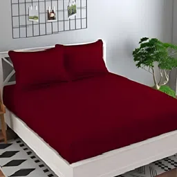 Laying Style Maroon 160 TC Queen Bedsheet Set-image-46