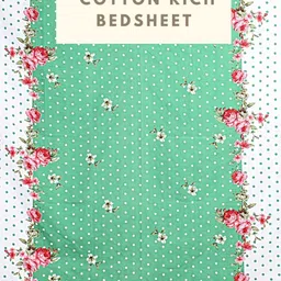 HASHCART Green And White Floral 210 TC Queen Bedsheet Set-image-8