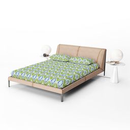 Divine Casa Green & Blue 144 TC Queen Bedsheet with 2 Pillow Covers-image-89
