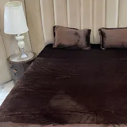 Laying Style Brown 160 TC Queen Bedsheet With 2 Pillow Covers-image-10