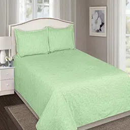 SHADES of LIFE Green 250 TC King Bedsheet with 2 Pillow Covers-image-65
