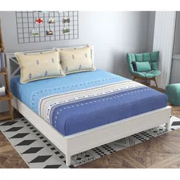 MAFATLAL Geometric Printed 210 TC Double King Bedsheet with 2 Pillow Covers-image-6