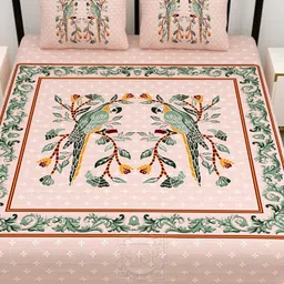 Qfab Maroon Floral 144 TC King Bedsheet with 2 Pillow Covers-image-93