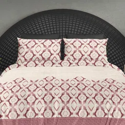 Ariana Pink & Cream-Coloured 300 TC King Bedsheet with 2 Pillow Covers-image-54