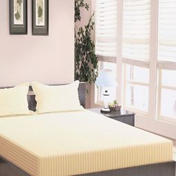 Bevi Cream Striped 180 TC Super Double 120 GSM Bedsheet & 2 Pillow Covers-image-51
