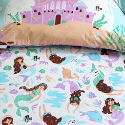 Silverlinen Mermaids Print 250 TC King Bedsheet with 2 Pillow Covers-image-43