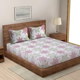 MODEFE Red & Red Ethnic Motifs Microfiber 144 TC Queen Bedsheet With 2 Pillow Covers-image-53