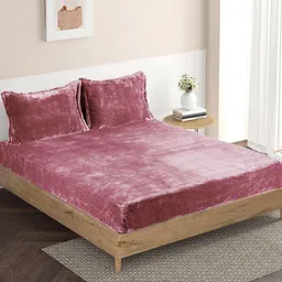 HOMADORN Pink Queen Bedsheet with 2 Pillow Covers-image-10