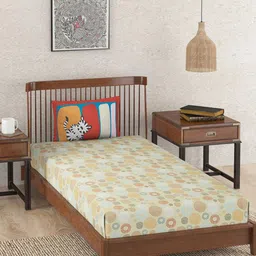 Fabindia Beige & Red Geometric Cotton 180 TC Queen Bedsheet With 3 Pillow Covers-image-40