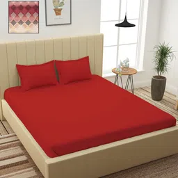 Story@home Red & Grey 210 TC 2 King Bedsheet with 4 Pillow Covers-image-82