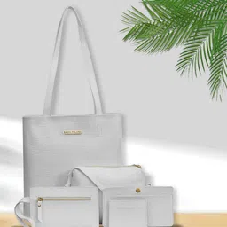 Bagsy Malone Pack Of 5 Textured Structured Tote Bag-image-94