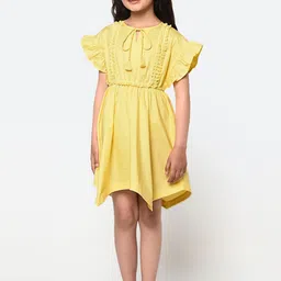 BLANC9 Yellow Tie-Up Neck Dress-image-23
