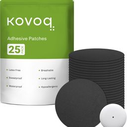 Kovoq Freestyle Libre Sensor Covers, 25 Pack Adhesive Patches Waterproof & 1 Pack Reusable Hard Shell Cover, CGM Sensor Patches, No Glue on Sensor, Compatible with Libre 1&2, Black [25+1] image 1