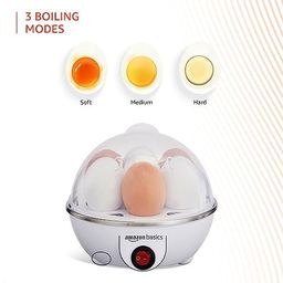 Amazon Basics Electric Egg Boiler | 3 Boiling Modes | Automatic Operation | Overheat Protection|75ml|Plastic|White image 3