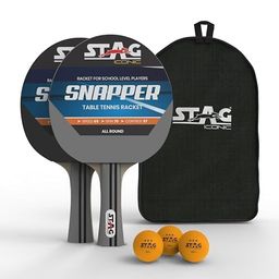 Stag Iconic Snapper Series Table Tennis Playset High Performance Ping-Pop Racquets & Iconic Supreme TT Balls Combo Intermediate Training Playset for Vibrant Gameplay image 1