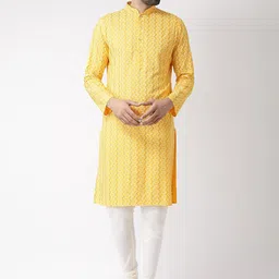 KISAH Chevron Printed Mandarin Collar Cotton Kurta-picture-50