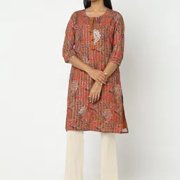 Ethnicity Floral Printed Tie Up Neck Kurta-picture-26