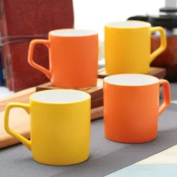 CLAY CRAFT Orange & Yellow Set of 4 Ceramic Mugs-41