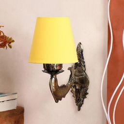 Devansh Yellow Antique Wall Lamp With Cotton Conical Shade-7