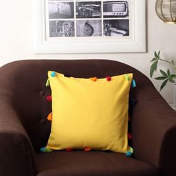 Lushomes Yellow & Blue Square Cushion Covers-17