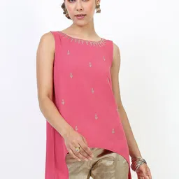Vishudh Pink Embellished High-Low Top-image-76