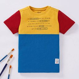 Ed-a-Mamma Boys Colourblocked Round Neck Cotton T-shirt-image-91