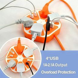 generic ‎URS Enterprises Electric Extension Board with 4 USB Port and 4 Power Socket - 10 A Heavy Duty Multi Plug Extension Board for Multiple Devices (Multicolour, 250 Volts) image 3