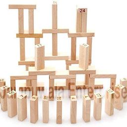 jambuwala enterprise Jambuwala Enterprise® Wooden Building Blocks Puzzle 48 Pcs Challenging 4pcs Dice Wooden Blocks Stacking Game Maths, Educational Wooden Tumbling Tower 48 Pcs with 4 Dices Game for Adults & Kids. image 2