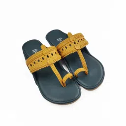 The Madras Trunk Dark Blue Yellow Kolhapuris-picture-10