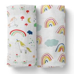 Moms Home Infants Set of 2 Multi-Coloured Printed Muslin Swaddles-15