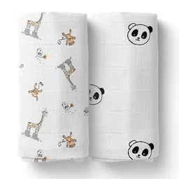 Moms Home Kids Pack Of 2 White Organic Cotton Soft Baby Muslin Swaddle-image-32