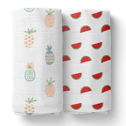 Moms Home Kids Pack Of 2 White Organic Cotton Soft Baby Muslin Swaddle-26