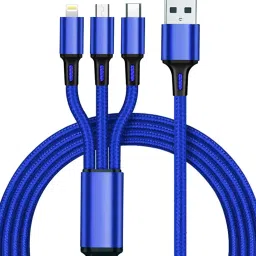 Retail Infinity Blue USB to 3-in-1 6Amp Fast Charging Cable Type-C, Micro USB and lightning Port Phone Converter-20