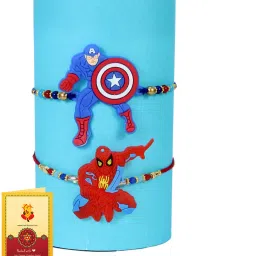 tied ribbons Kids TR-RB24-2kidsrakhi-S0006 Assorted Rakhi, Greeting Card, Chawal Roli Pack Set image 3
