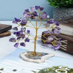 muren Amytheyt Purple Stone With Agate Slice Base Vastu Good Fortune Crystal Tree for Home/Office D cor for Gift - 100 Beads-picture-48