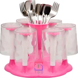 Stylish Spoon Organiser for and Cutlery Stand Made Stainless and Virgin PINK Plastic Glass Holder, Utility Rack-image-44