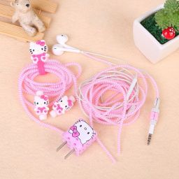 Epaal 8-in-1 Kitty Pink Spiral USB and Earphone Cable Protectors Winder, Sticker, Clips, Organizer Clip Earphone Cable Organizer-picture-14