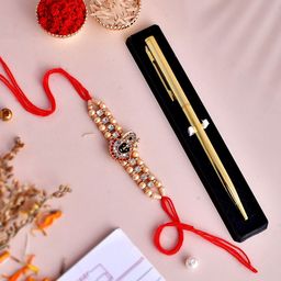 Shoshaa Men Krishna Bhaiya Rakhi with Pen Gift Set & Roli Chawal-image-83