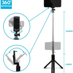 SK Telecom 3-in-1 Selfie Stick Tripod Stand with Bluetooth Remote, Extendable Phone Holder Tripod image 3