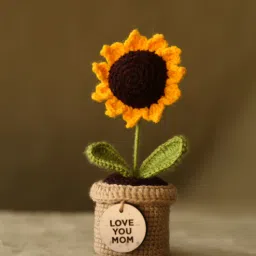 Yellow Sunflower 7 Inches Crochet Bouquet for Mom-image-24