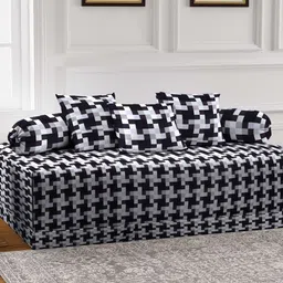 Arrabi Black & Blue 6 Pieces Checked Diwan Set-2