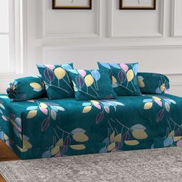 Arrabi Blue Set Of 6 Green Cotton Blend Diwan Set-35