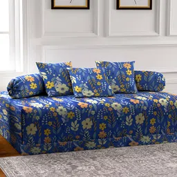 Arrabi Blue 6 Pieces Floral Printed Diwan Set-54