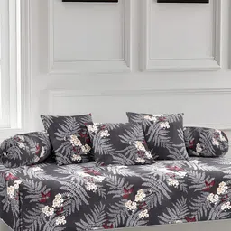 Arrabi Grey 6 Pieces Floral Printed Diwan Set-image-79