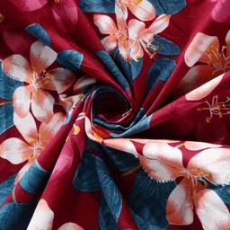 Arrabi Red & Blue Set of 6 Floral Print Diwan Set image 2