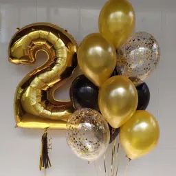Solid Gold Number 2 Balloon with Confetti Balloon Gold 2nd Birthday Balloons Balloon-14