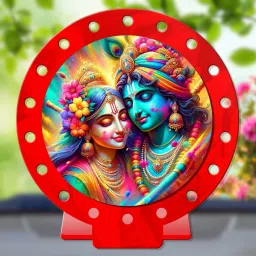 Radha Krishna Red Shining Car Dashboard Idol Decorative Showpiece - 8 cm-image-50