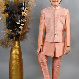 ahhaaaa Boys Woven Brocade Sherwani Set-17