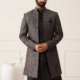 Denis Parkar Men Printed Mandarin Collar Sherwani Set-image-13