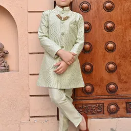 ahhaaaa Boys Embroidered Indo western Sherwani Set-27